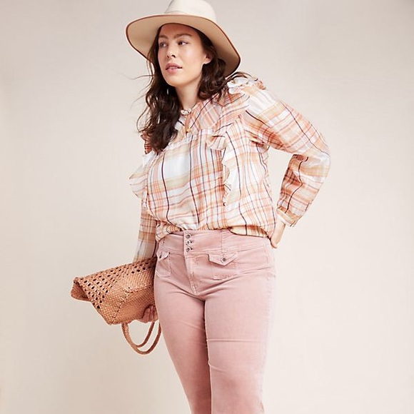 ANTHROPOLOGIE Ruffled Peasant Blouse Top L & 1X - Picture 5 of 8